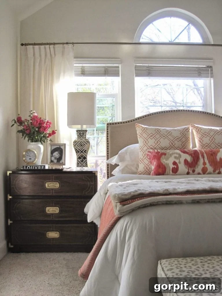Stunning master bedroom makeover featuring Craigslist finds and a budget-friendly Walmart headboard by Simple Details, achieving a luxurious look for less.