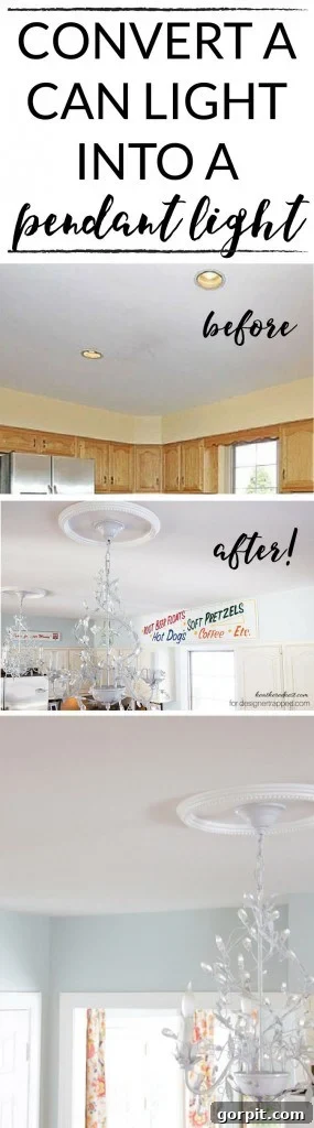 Pin this guide for later: Easily convert your recessed lights to stylish pendant lights with The Heathered Nest's tutorial.