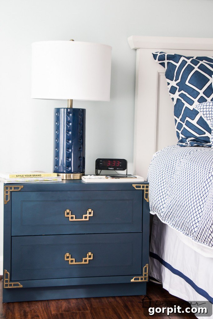 Classic Campaign Nightstand Glow-Up 9 DIY furniture makeover! BEAUTIFUL Campaign bedside table makeover! This blogger scored an entire furniture set for a bargain and gave it new life with some paint and TLC.