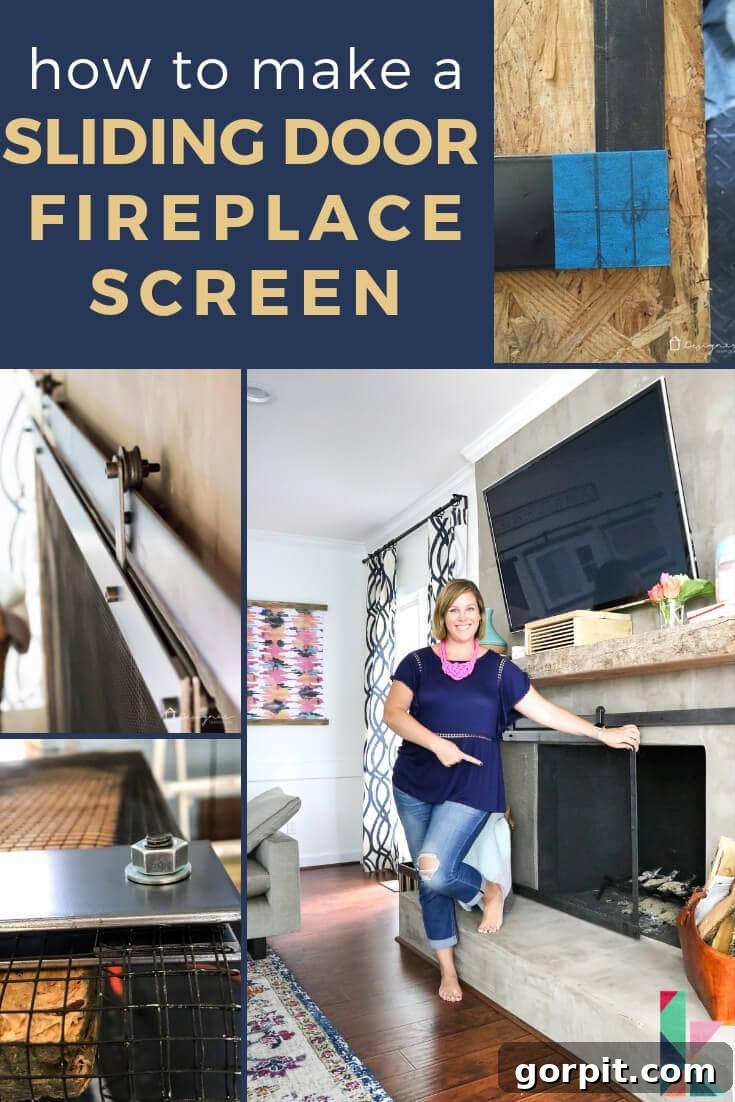 Stunning sliding fireplace screen that inspired this DIY project.