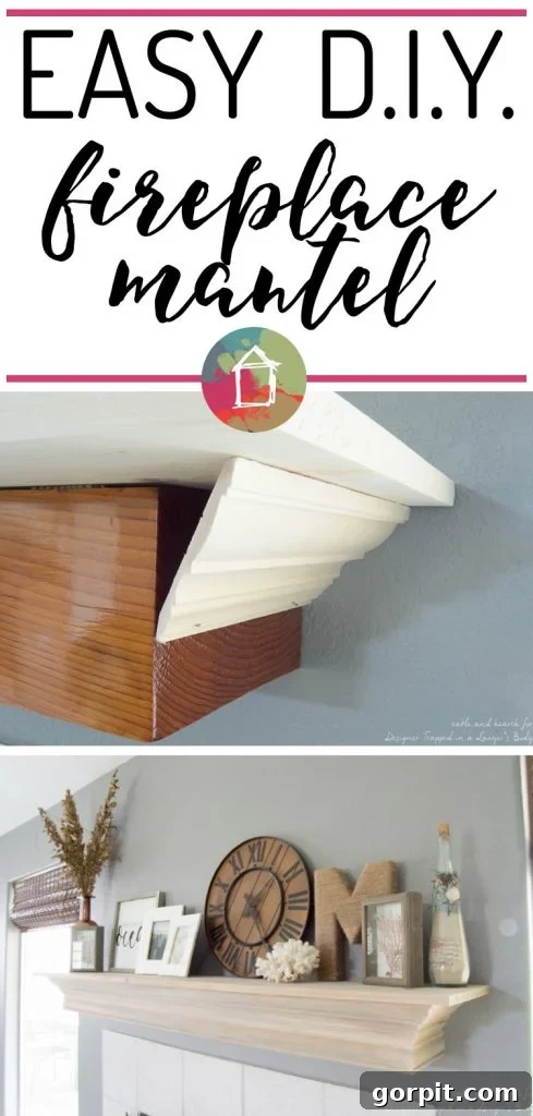 Wow! Check out this DIY fireplace mantel update made from simple molding. Love the driftwood finish! 