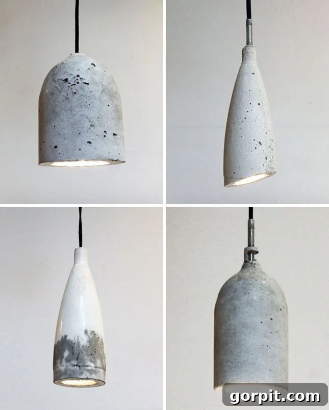 10 Ingenious DIY Light Fixtures on a Budget 2 Modern DIY concrete pendant light fixture hanging with a warm glow