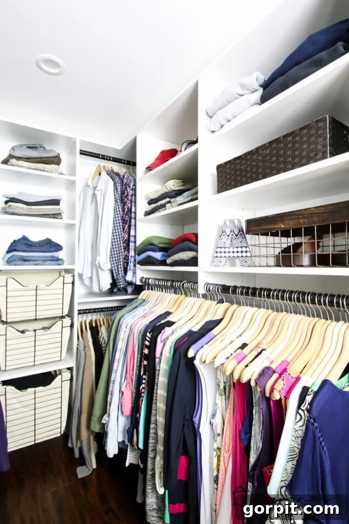 Falling for My DIY Dream Closet 25 After: A spacious and highly functional DIY closet system, demonstrating efficient storage solutions.
