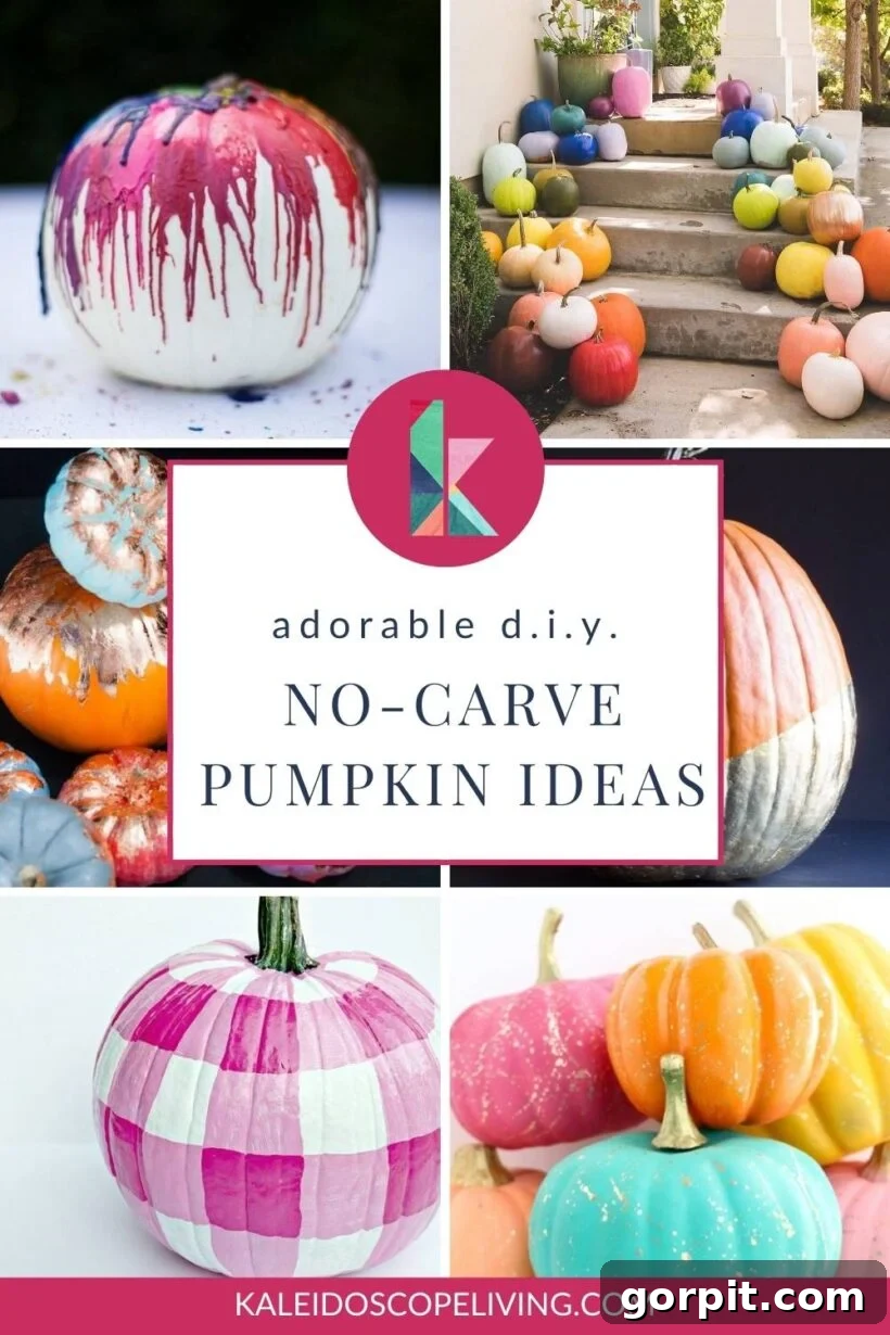 Brilliant No Carve Pumpkin Decorating Ideas 2 Collection of adorable no-carve pumpkin decorating ideas for fall