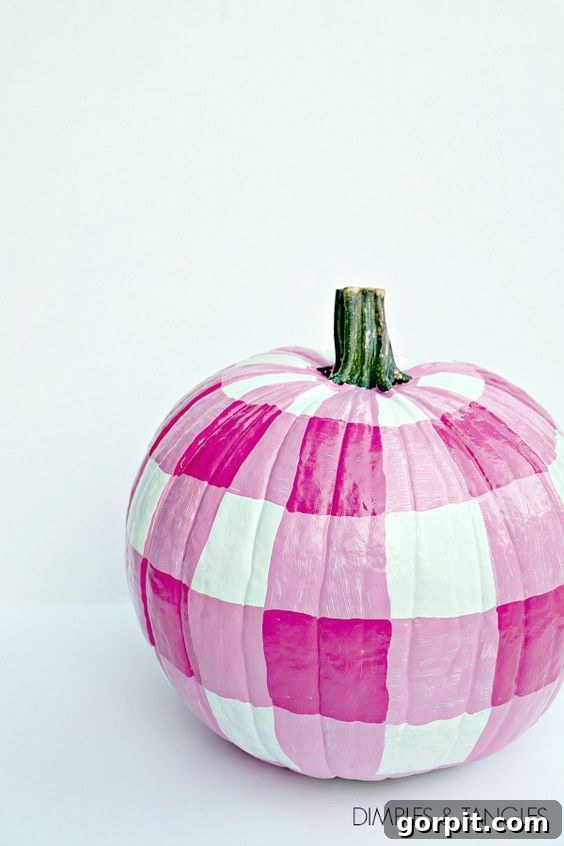 Brilliant No Carve Pumpkin Decorating Ideas 3 Adorable no carve gingham painted pumpkin for fall decor