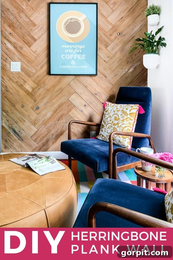 Transforming an Old Fence into a DIY Herringbone Wall 2 herringbone plank wall