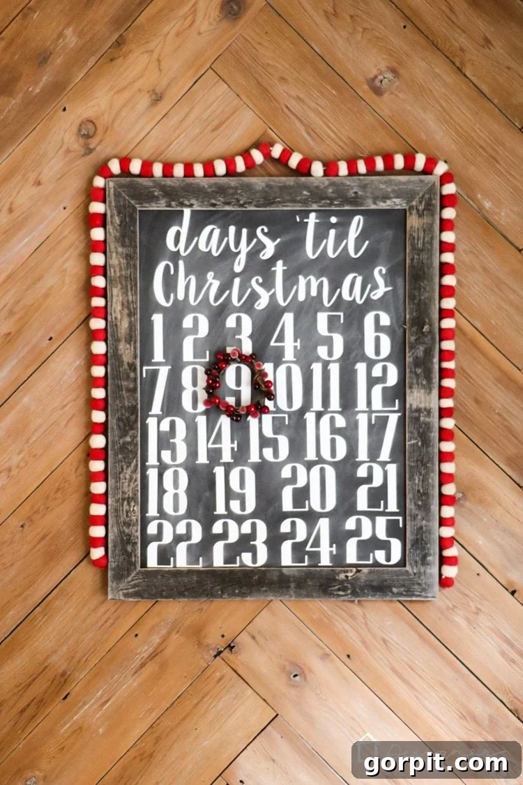 Delightful DIY Christmas countdown calendar with a mini wreath marker