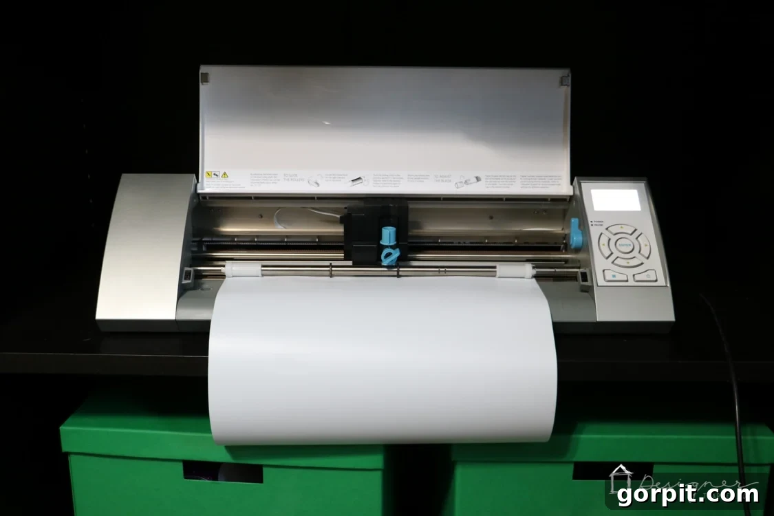 Silhouette cutting machine processing vinyl design