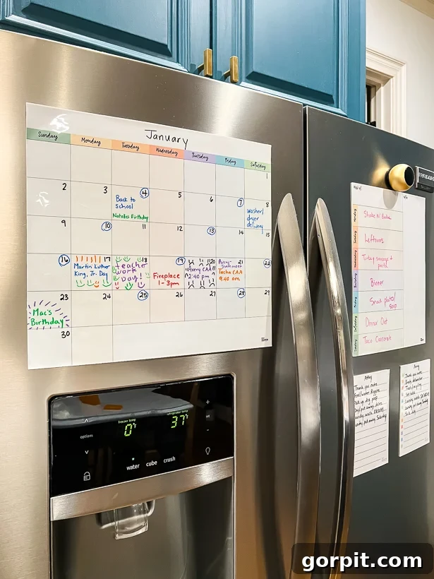 MC Squares on refrigerator - a great tool for going paperless