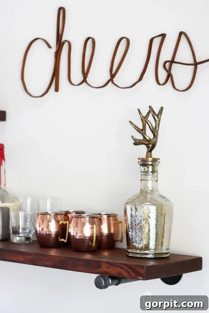 Easy Pipe Shelf Building Guide 10 Pipe shelves showcasing copper mules and barware