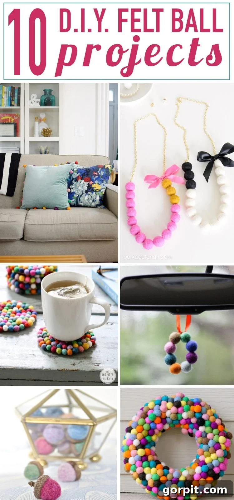 Creative felt ball home decor and craft ideas