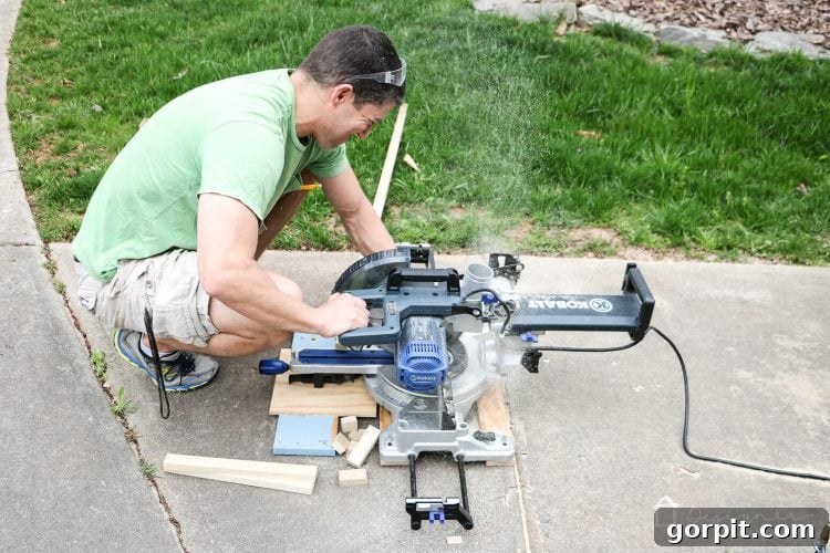 Diagram showing how to measure and cut wood pieces for a DIY frame using engineering prints.