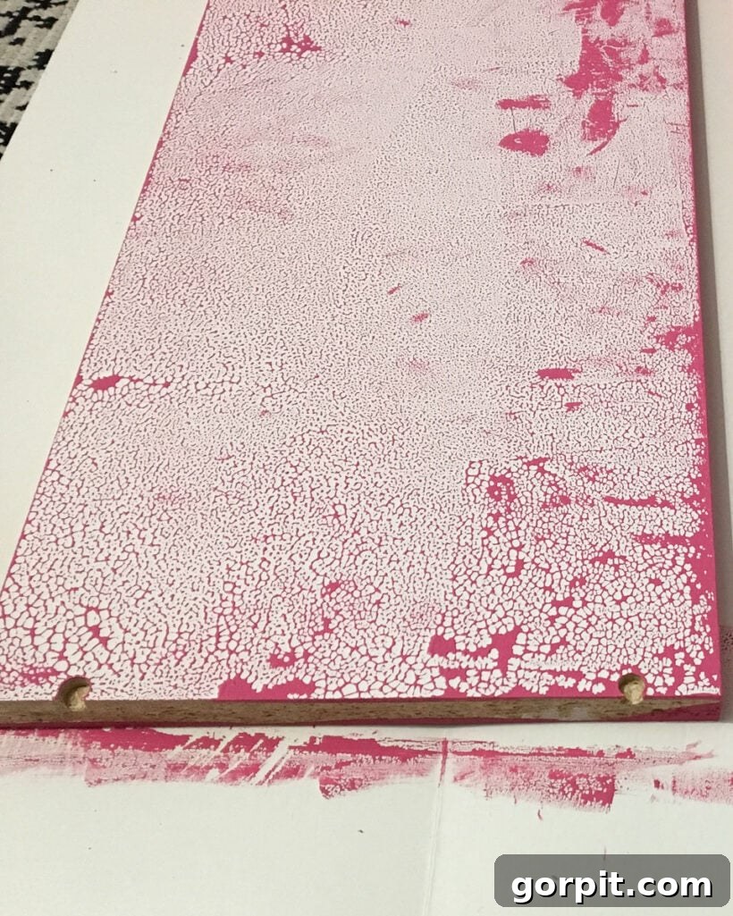 Your Ultimate Guide to Painting IKEA Furniture Without Mistakes 3 Paint beading up on an unprimed IKEA laminate surface
