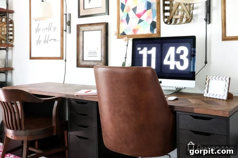 Stunning Ikea Desk Makeover Made Simple 3 Large Double Home Office Desk with IKEA Alex Drawers and Wood Countertop