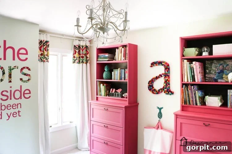 Flat Sheet Bed Canopy: Your Cozy Oasis 15 A completed room showcasing the DIY bed canopy alongside other DIY projects like wall art and an Ikea hack bookcase.