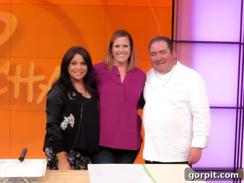 Tasha Agruso demonstrating painted vinyl floors on the Rachael Ray show