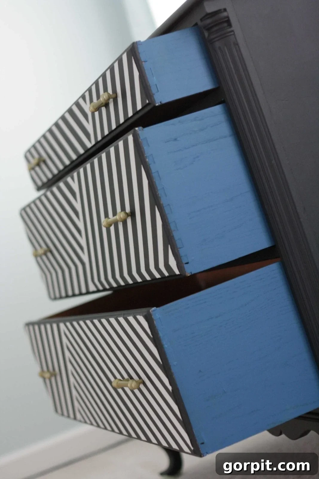 Before and after of a statement dresser makeover