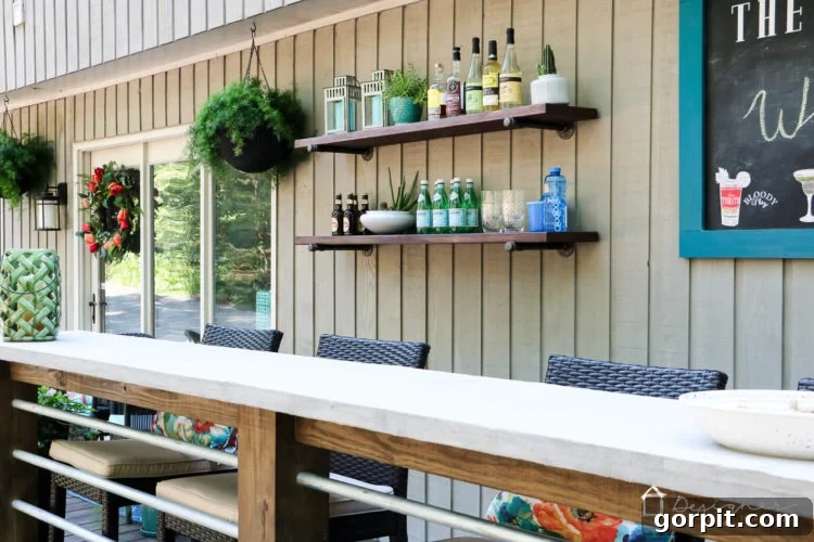 Deck Bar Bliss for Less 20 Dreaming of an outdoor bar or deck bar? We were too and we are sharing our plans for this easy and affordable DIY deck bar!