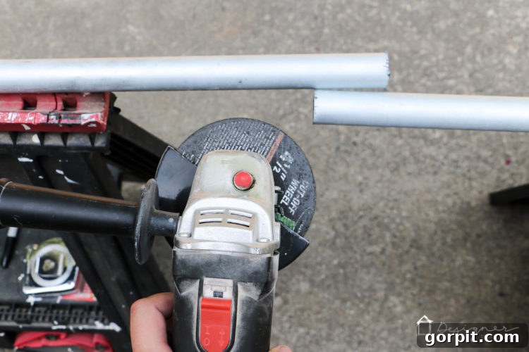Deck Bar Bliss for Less 9 Determine how long your metal conduit railings need to be by measuring the distance between your posts and adding 1 1/2 inches to your measurement (you need some length to fit securely in the holes you will be drilling in the posts).