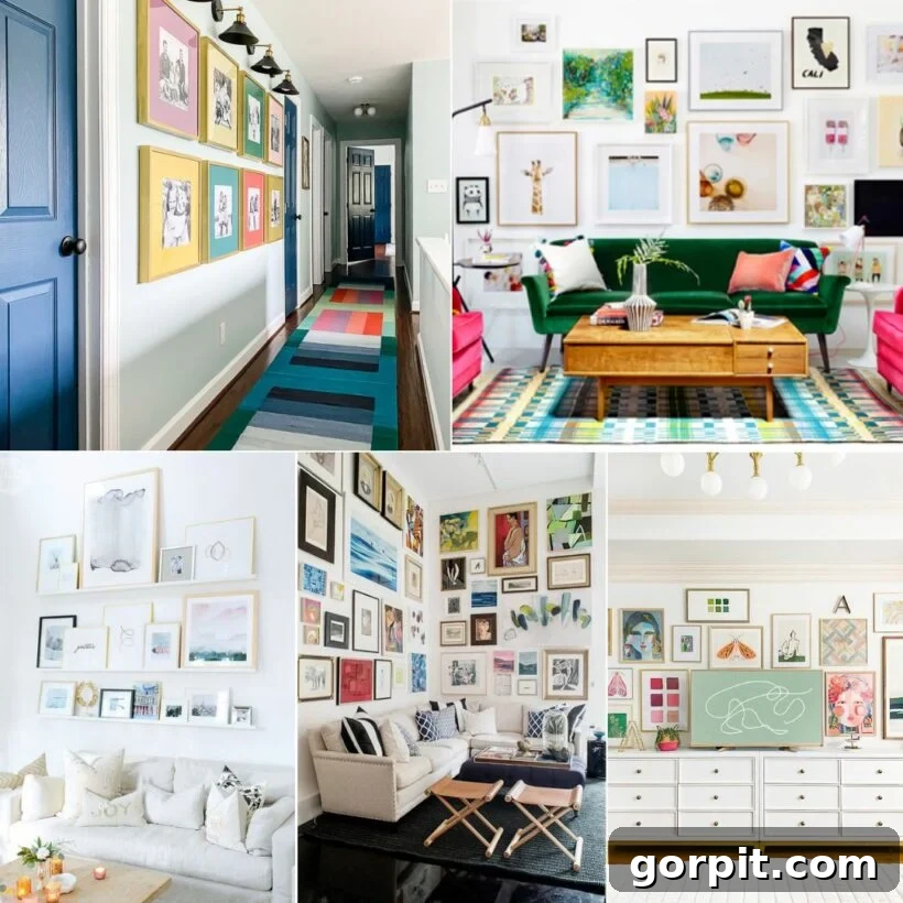 Inspiring gallery wall ideas collage featuring various styles and rooms
