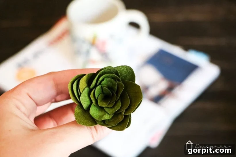 Cricut's Edge: Crafting Impeccable Crepe Paper Succulents 11 Collection of DIY crepe paper succulents, perfect for maintenance-free home decor.