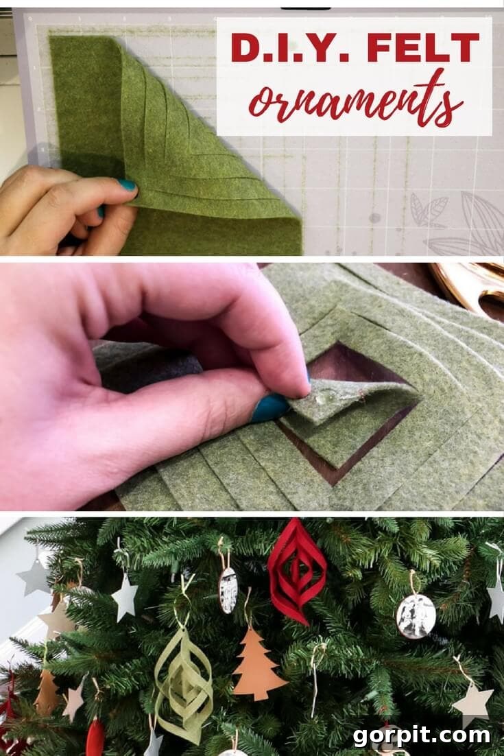 Warm & Fuzzy Holidays: Crafting One-of-a-Kind Felt Ornaments 12 Detail shot of a unique felt ornament on a Christmas tree, highlighting its intricate layers and handcrafted charm, perfect for holiday decoration inspiration.