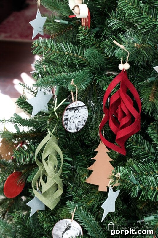 Warm & Fuzzy Holidays: Crafting One-of-a-Kind Felt Ornaments 9 Close-up of a handmade felt Christmas ornament with a wood bead accent, highlighting its unique design and suitability for personalized holiday decor.