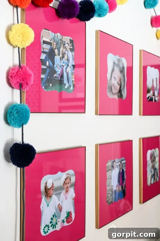 Vertical shot of two gold frames in a stylish bedroom setting