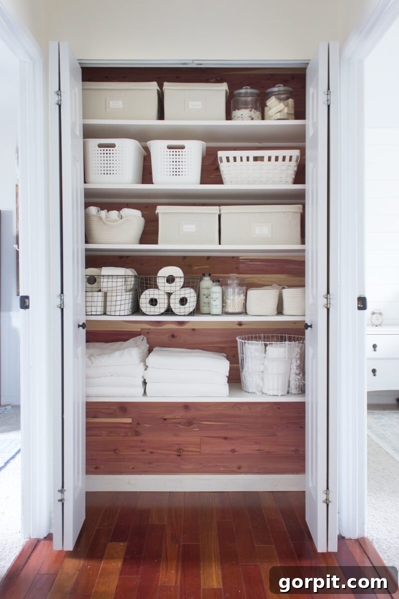 DIY cedar linen closet
