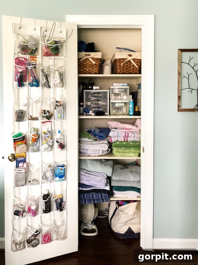 disorganized linen closet