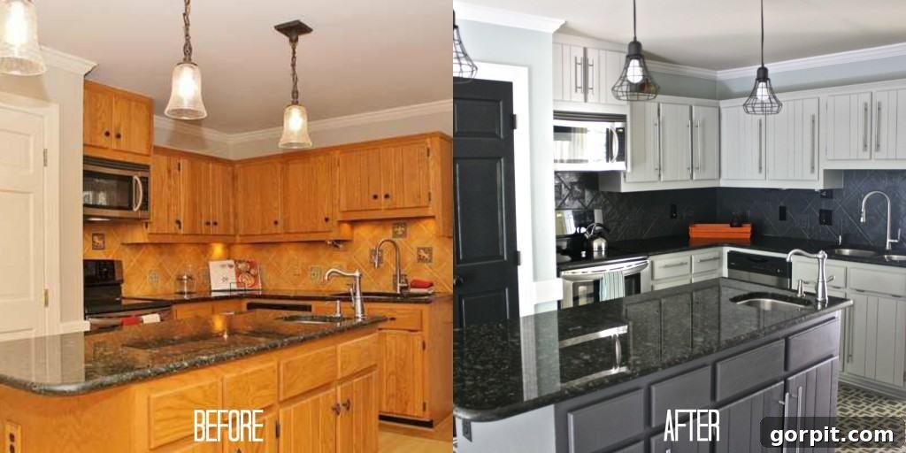 WOW! Budget kitchen makeoverac by Designer Trapped in a Lawyer's Body. Totally transformed with PAINT! #kitchenmakeover