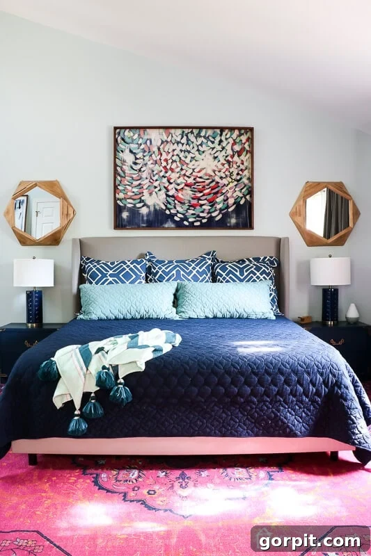 5 Habits That Keep Homes Beautiful 6 Colorful bedroom featuring a mix of furniture styles and collected pieces, illustrating a curated and personal home aesthetic.