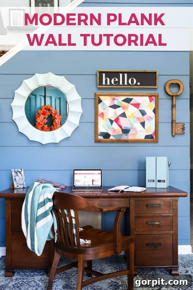 Stunning Modern DIY Plank Wall in Behr Blueprint Paint
