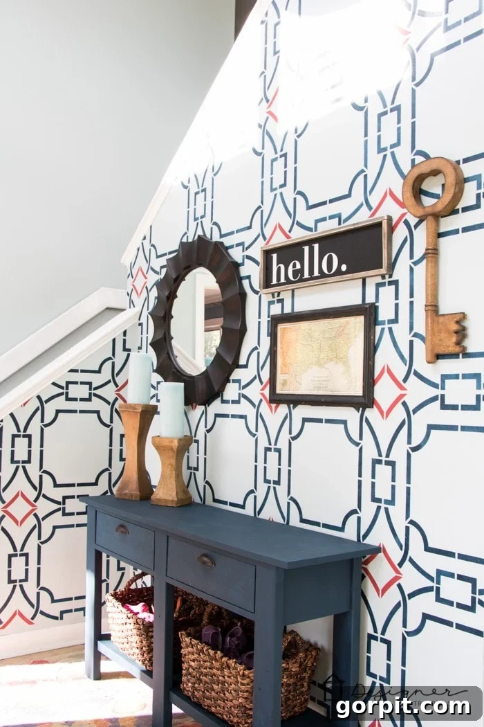 Before: Stenciled Foyer Wall - Left View