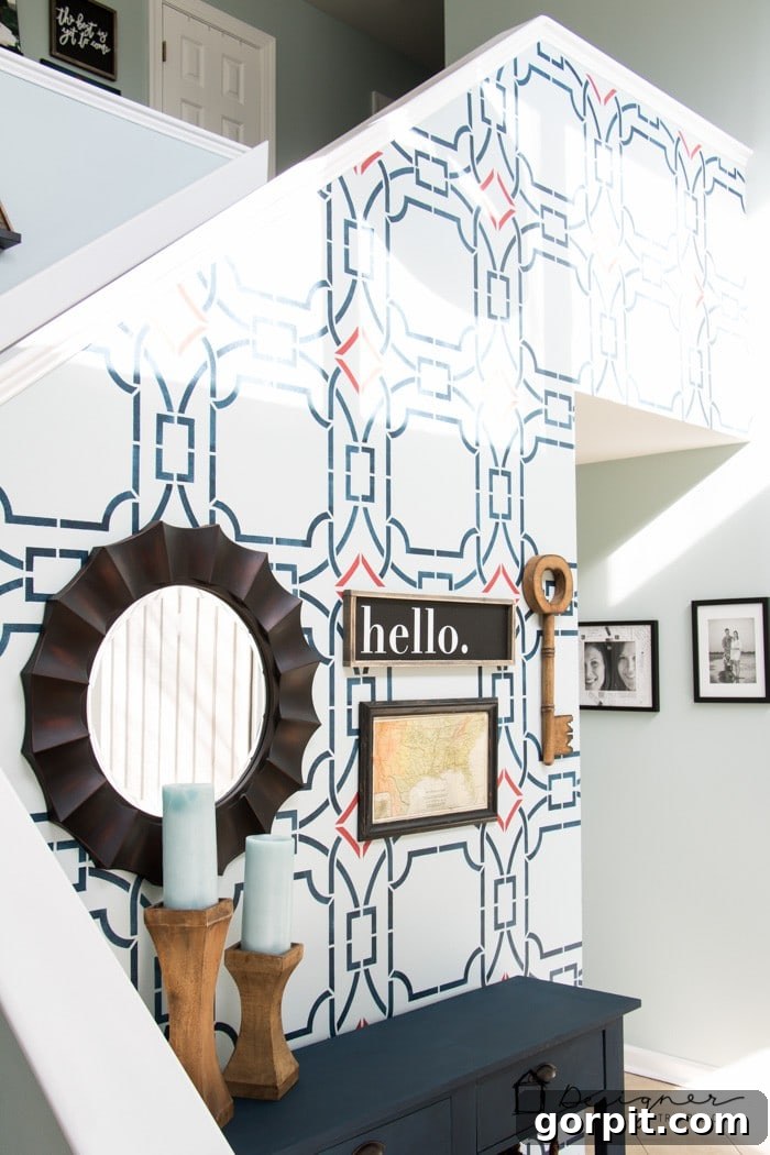 Before: Stenciled Foyer Wall - Right View