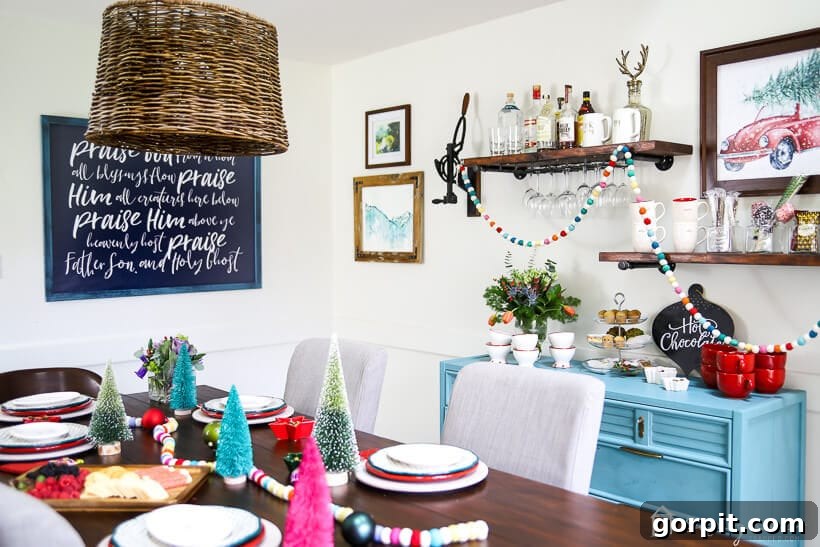 colorful Christmas dining room