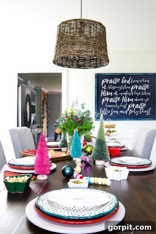 colorful Christmas dining room