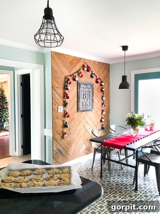 colorful Christmas decor in kitchen