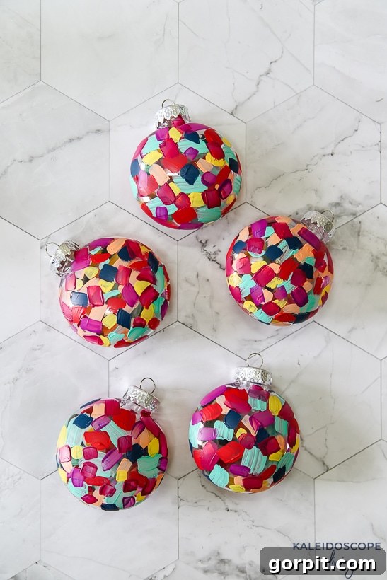 Crafting Unique Painted Holiday Treasures 9 Collection of various hand painted colorful Christmas ornaments