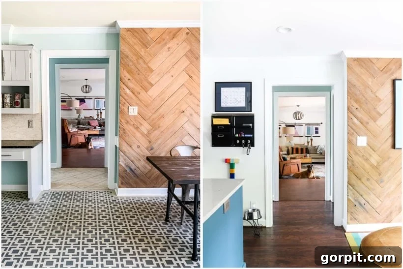 Vibrant Kitchen Transformation Unveiled 15 before and after kitchen remodel with laminate flooring, highlighting the unified look