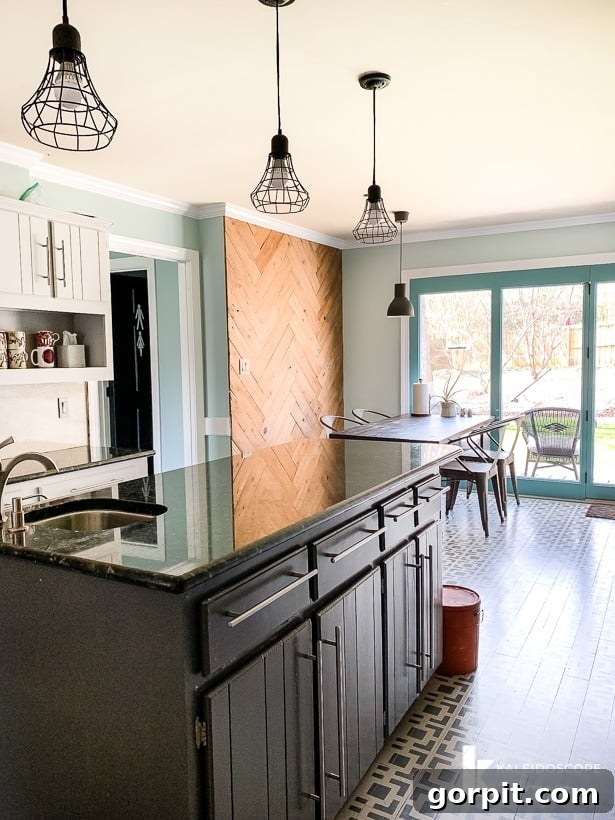 Vibrant Kitchen Transformation Unveiled 6 gray and aqua kitchen with painted floors, showcasing a creative temporary refresh