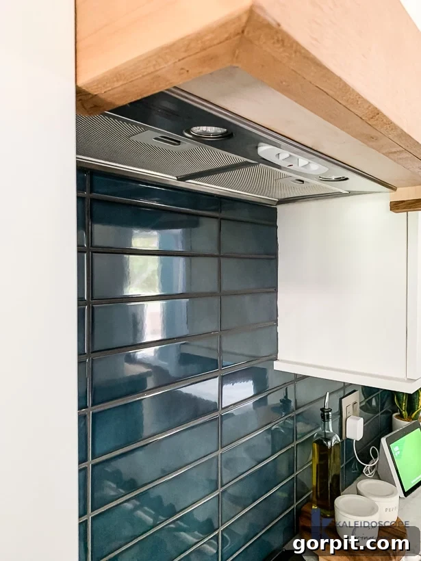 DIY Wood and White Concrete Range Hood 15 diy range hood view from the bottom showing wood detail