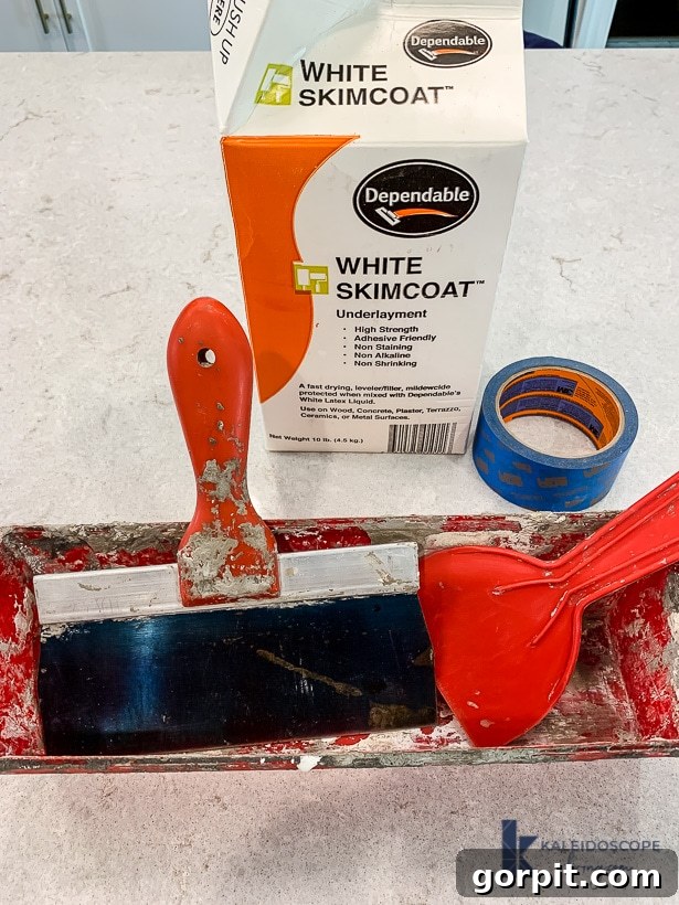 white skimcoat supplies for concrete range hood