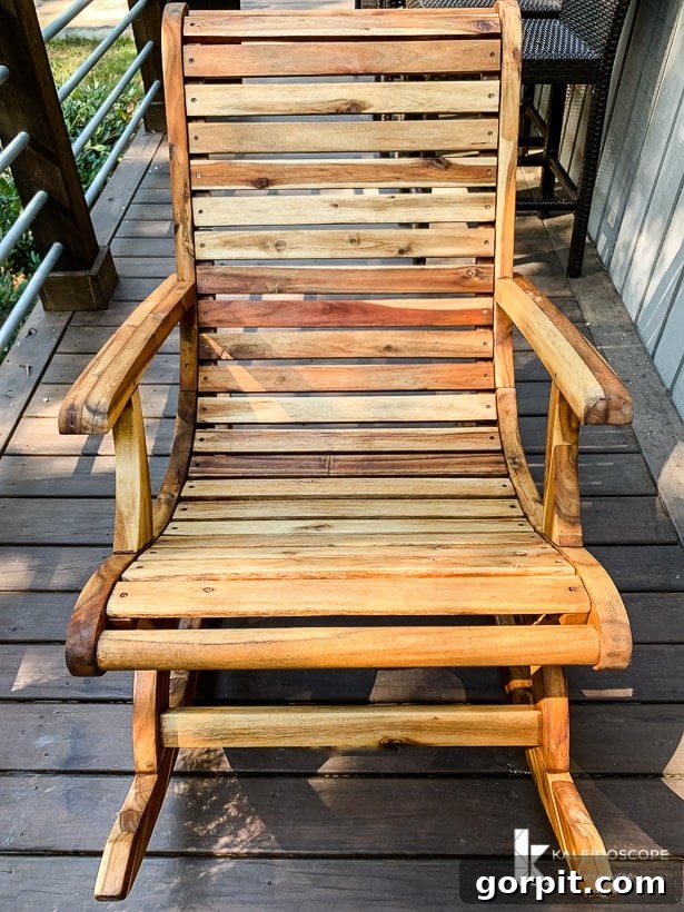 Bring Your Teak Back to Life: 4 Simple Steps 14 Acacia wood rocking chair after being refinished with teak oil