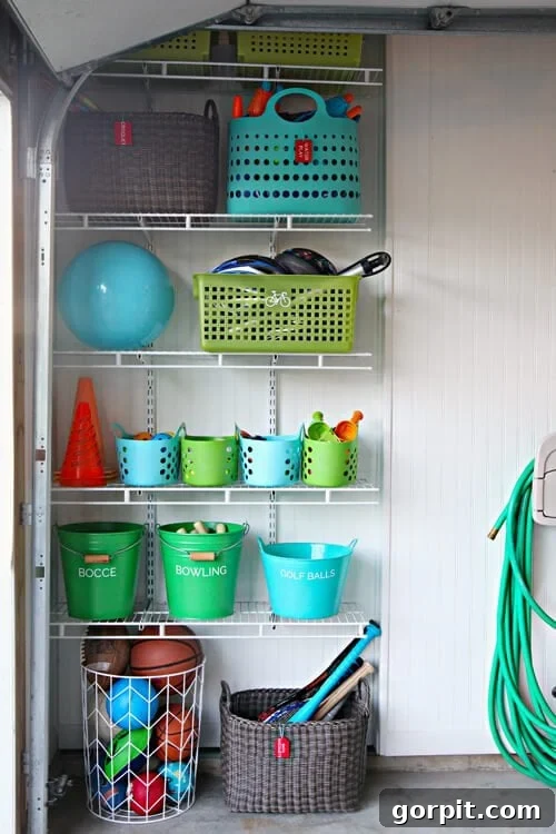 simple garage organization ideas with wire shelves and inexpensive bins and totes