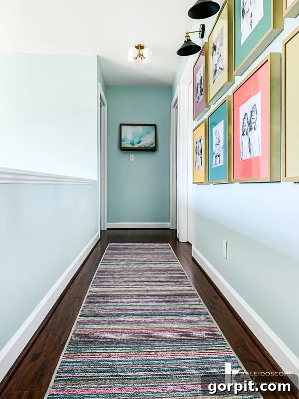 Upstairs Hallway's Colorful Glow-Up 8 Another view of the vibrant and modern hallway decor