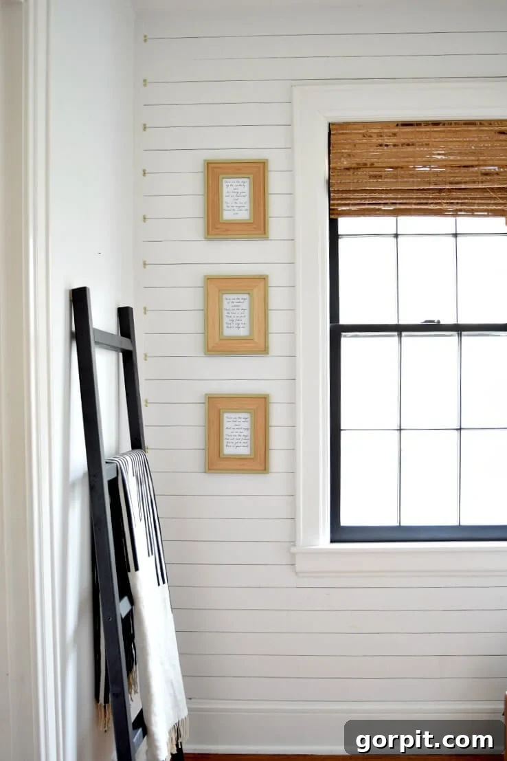 neutral hallway with blanket ladder