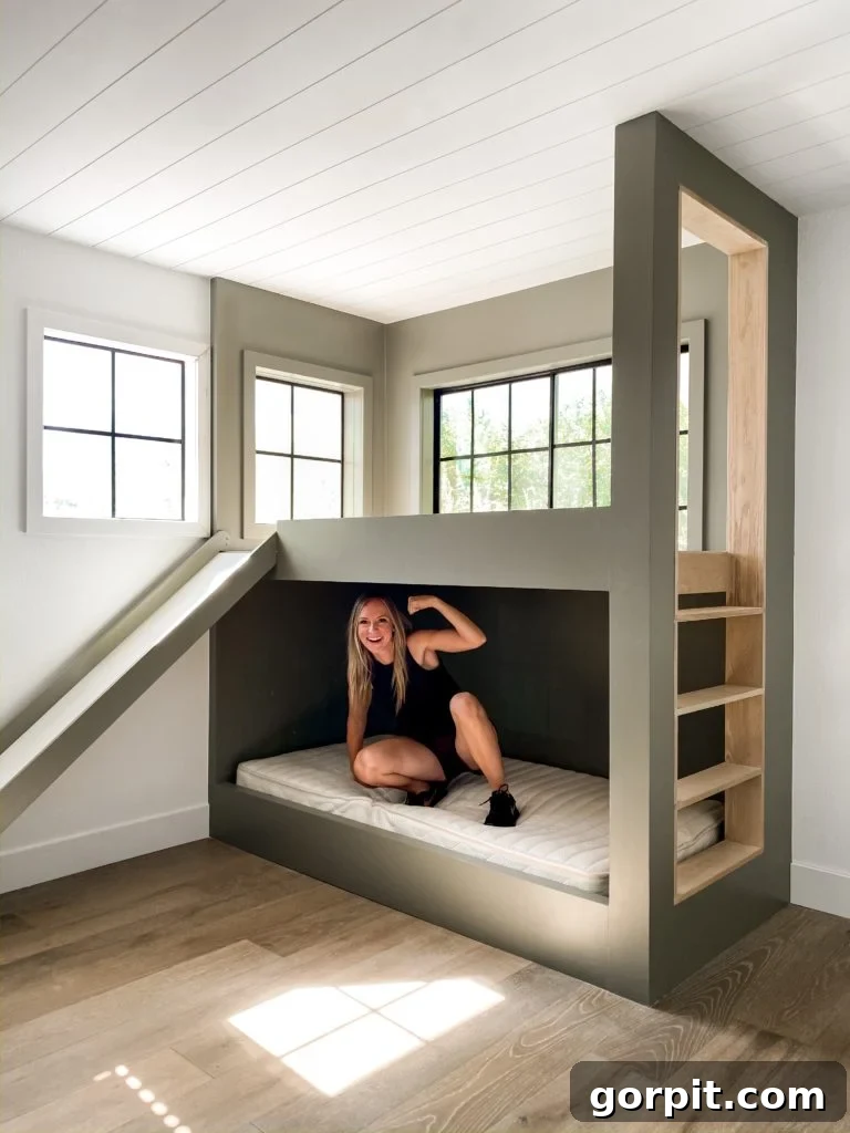 17 Clever DIY Bunk Bed Designs 4 Modern Built-in Bunk Beds with Playful Slide