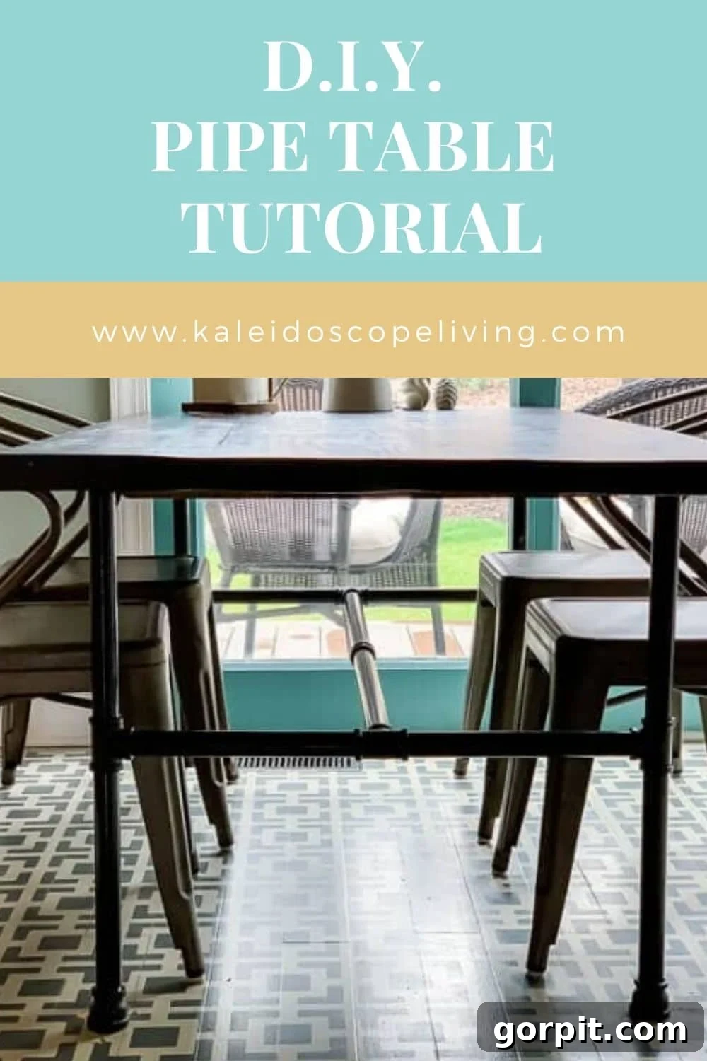 Industrial Pipe Table Build 2 Completed DIY industrial pipe dining table in a kitchen setting
