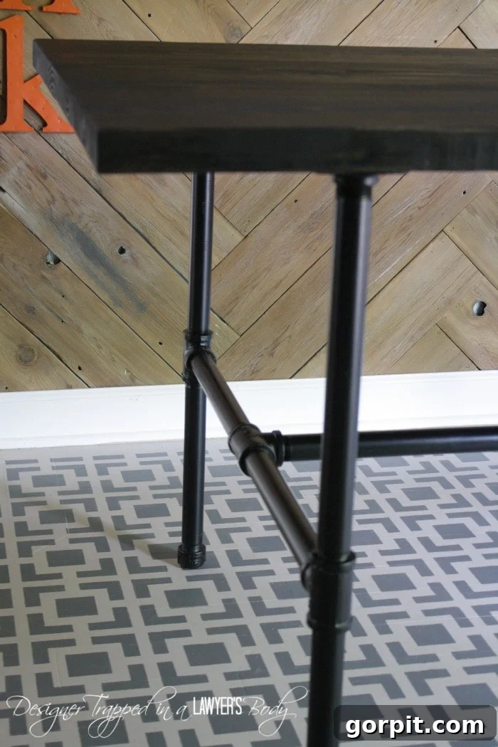 Industrial Pipe Table Build 10 Another perspective of the DIY Industrial Pipe Table in a home environment